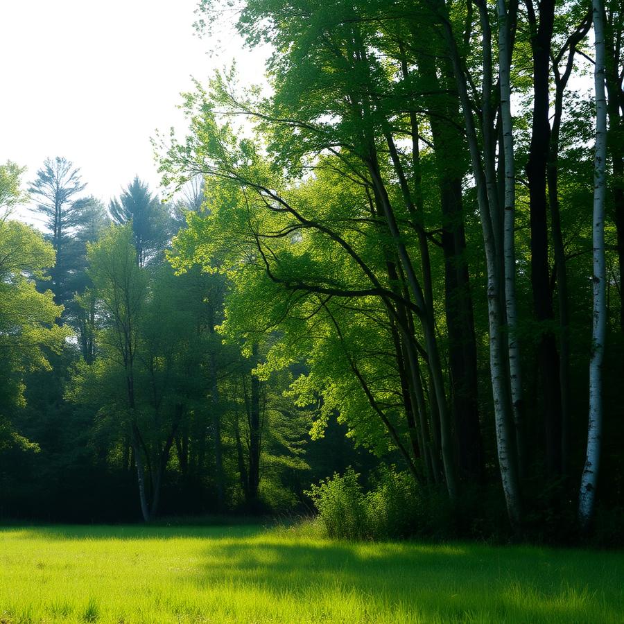 Forest edge meeting an open meadow